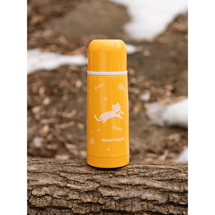 Термос Арктика с узким горлом и глухой пробкой, 0,35 л (желтый)