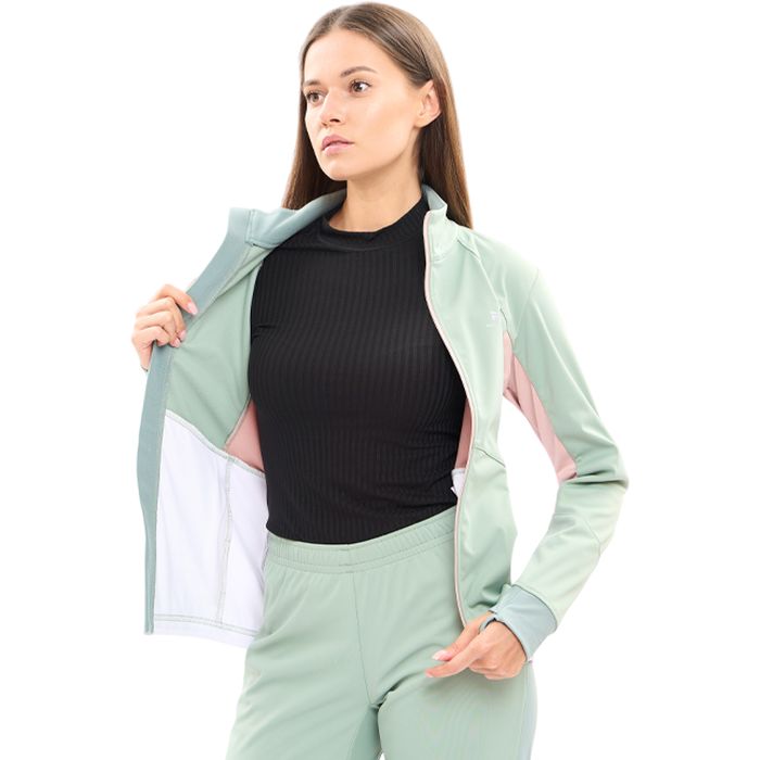 Куртка разминочная женская NORDSKI Pro (зеленый/розовый)