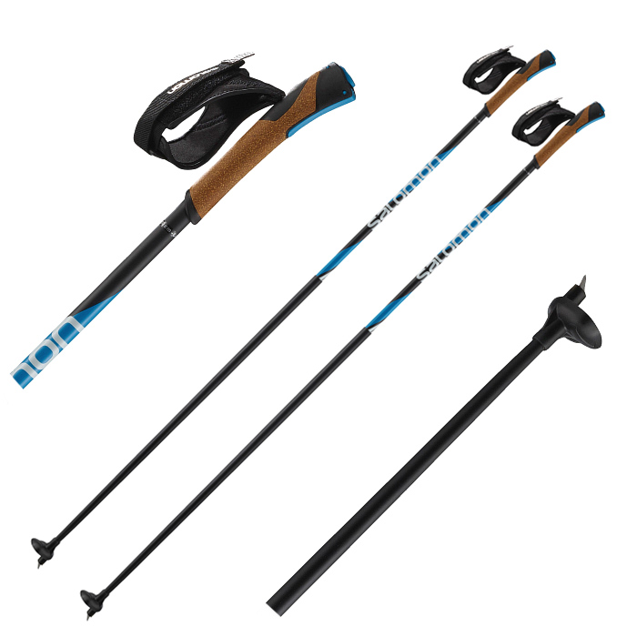 Лыжные палки SALOMON (L41154700) R Click (Карбон 100%) (голубой/черный)