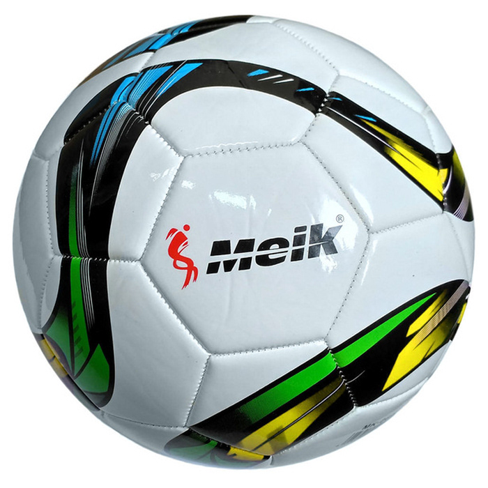 Мяч футбольный MEIK (4-слоя, TPU+PVC 3.0, 400 гр., машинная сшивка) (белый/черный/желтый)