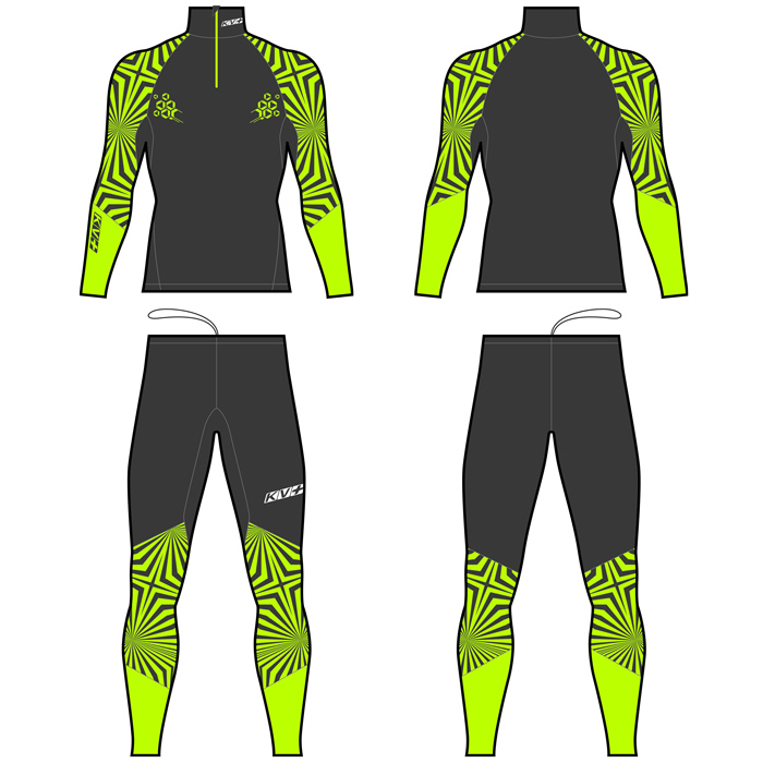 Костюм гоночный KV+ Lahti Two Pieces Suit (Lycra) (черный/зеленый)