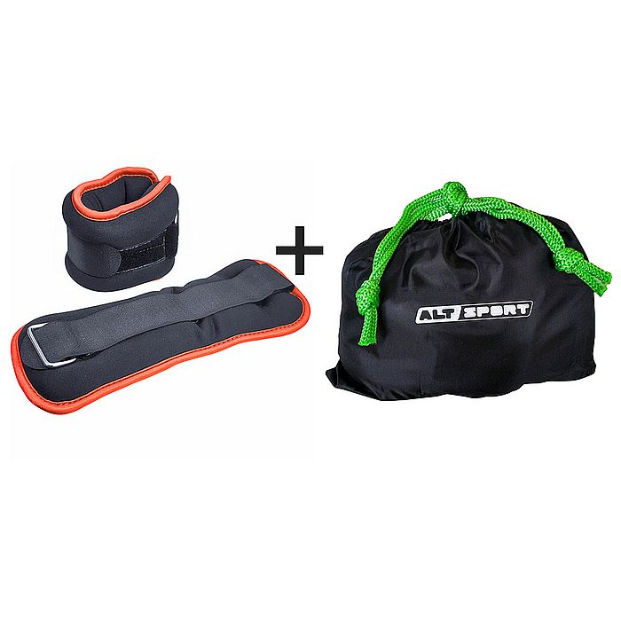 Утяжелитель SPORTEX "ALT Sport" (2х1,0 кг) (нейлон, в сумке), метал. крошка (черный/оранжевый)