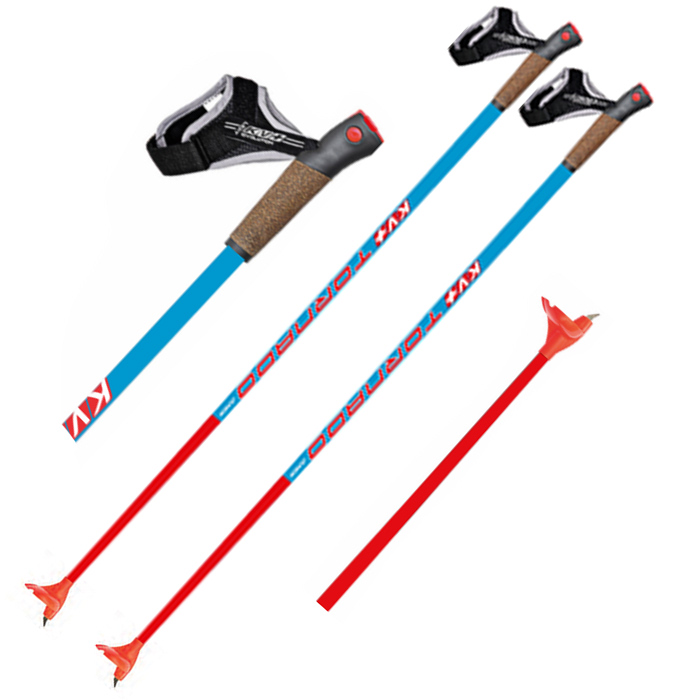Лыжные палки KV+ (21P010J) Tornado Jr. (Карбон 30%+Стекло 70%) (синий/красный)