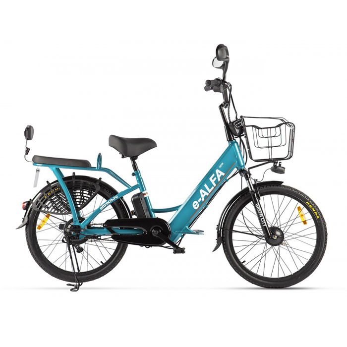 Электровелосипед GREEN CITY e-ALFA new 350 Wh (сине/серый) (2020)
