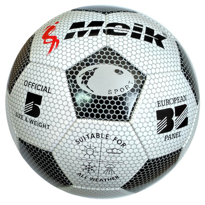 Мяч футбольный MEIK (3-слоя, PVC 1.6, 300 гр., машинная сшивка) (черный/белый)