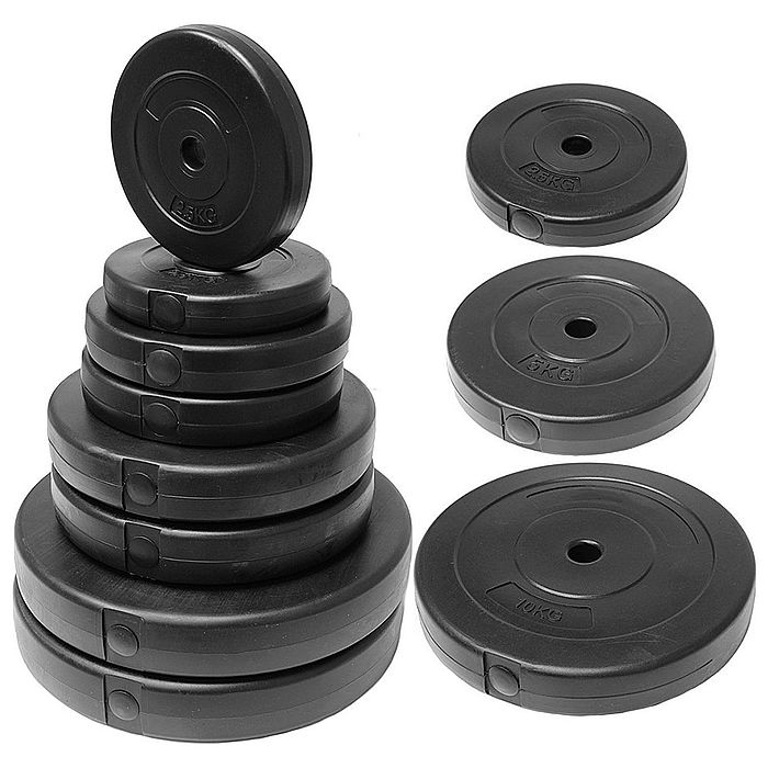 Диск для штанги SPORTEX пластиковый/цемент (d 26 мм.) 5 кг (черный)