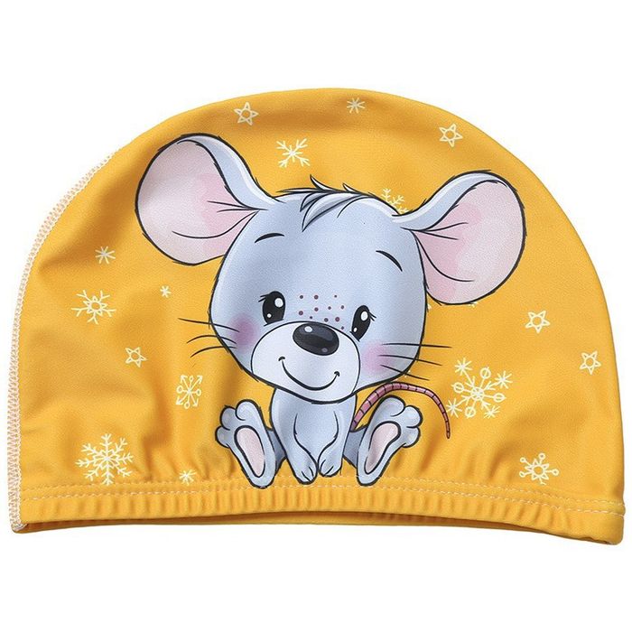 Шапочка для плавания SPORTEX детская, текстиль, "Мышка" (желтый)