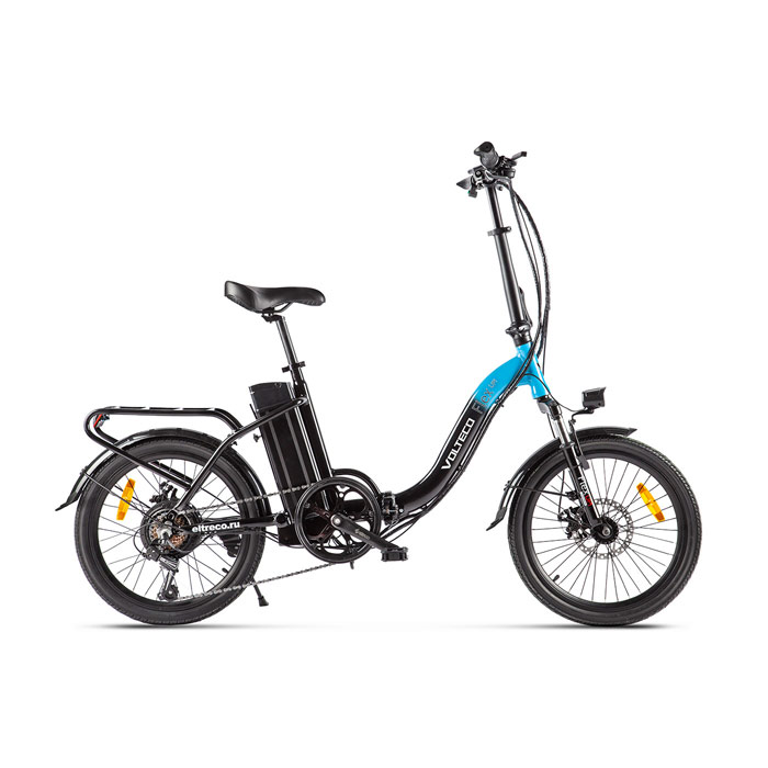 Электровелосипед VOLTECO FLEX UP! 500 Wh (черный/голубой) (2020)