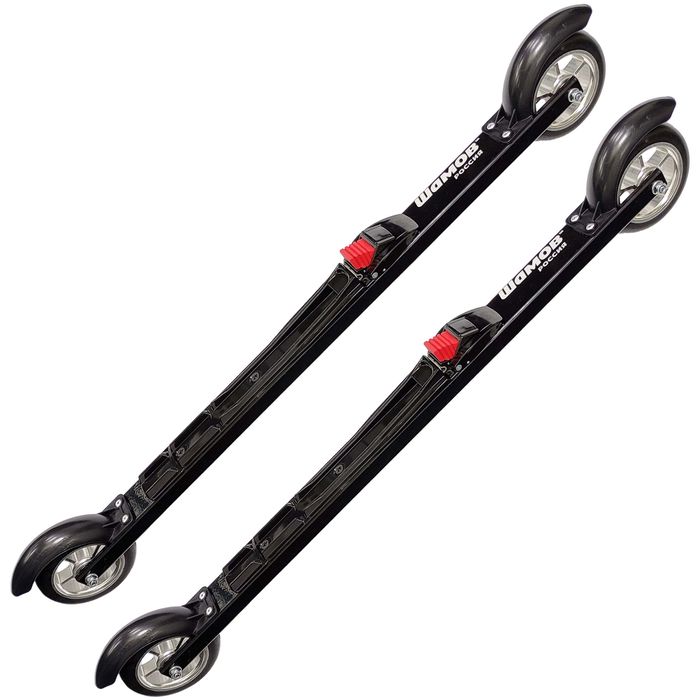 Лыжероллеры с креплениями SHAMOV Коньковые ((620/76-80/100х24) + NNN 01) (черный/красный)