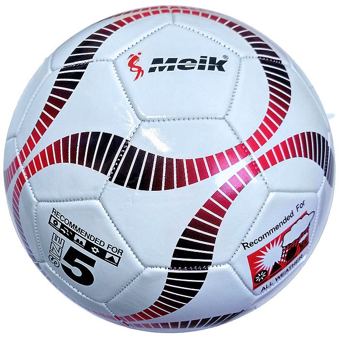 Мяч футбольный MEIK 2000 (3-сл, PVC 1.6, 320 гр., маш. сш.) (белый/красный)