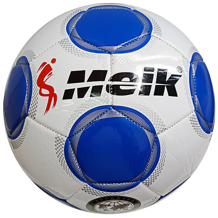Мяч футбольный MEIK (2-слоя, TPU+PVC 2.7, 400-410 гр., машинная сшивка) (синий/белый)