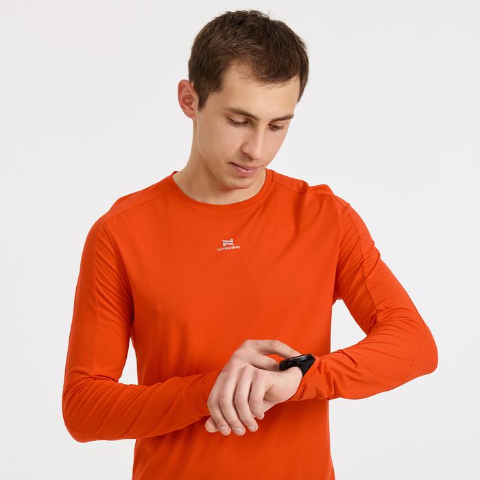 Лонгслив для бега NORDSKI Upcast (оранжевый)
