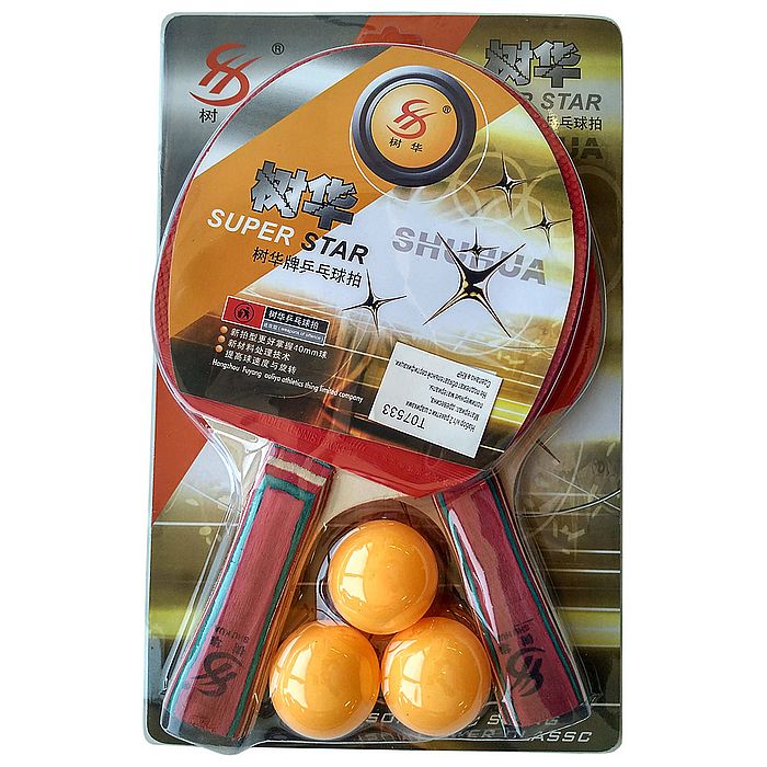 Набор для настольного тенниса SPORTEX (2 ракетки 3 шарика), гладк/пупырч. (красный/бордовый)