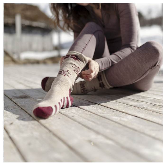 Носки лыжные ULVANG Maristua (бежевый/бордовый)