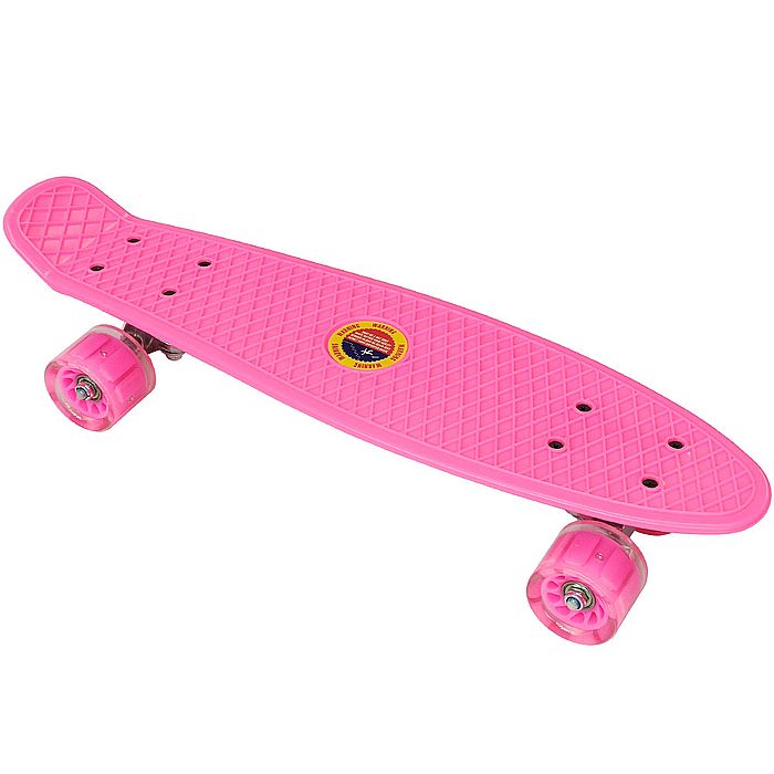 Пенни борд (скейт детский) SPORTEX SK50X (22" 56x15 см), свет. колеса (розовый)