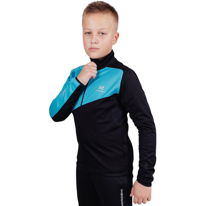 Куртка разминочная Jr. NORDSKI Premium (черный/голубой)