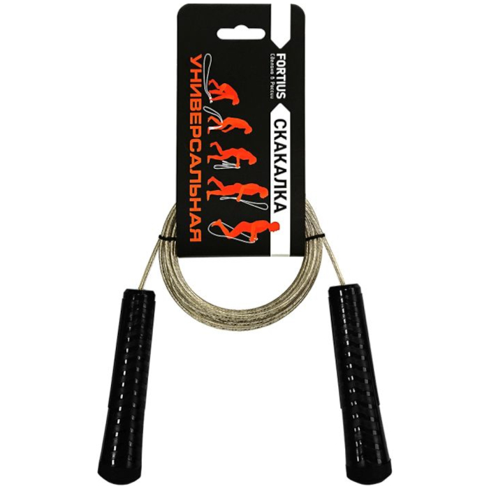 Скакалка FORTIUS универсальная, трос 3,0 м. (ПП+ПВХ/Сталь) (прозрачный)