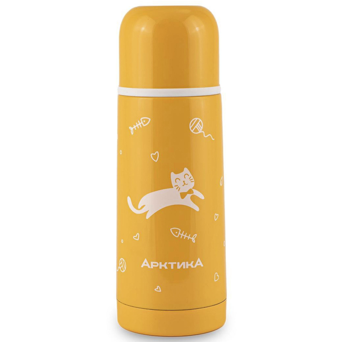 Термос Арктика с узким горлом и глухой пробкой, 0,35 л (желтый)