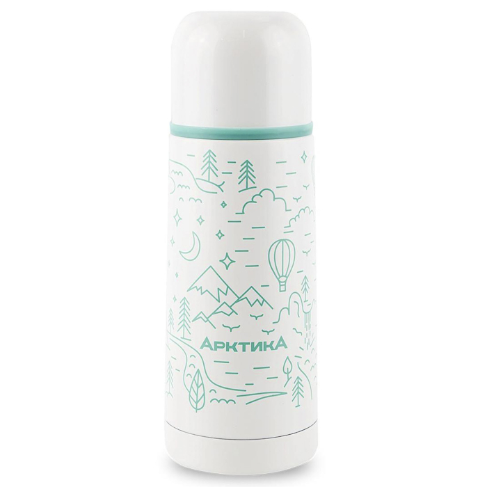 Термос Арктика с узким горлом и глухой пробкой, 0,35 л (белый)