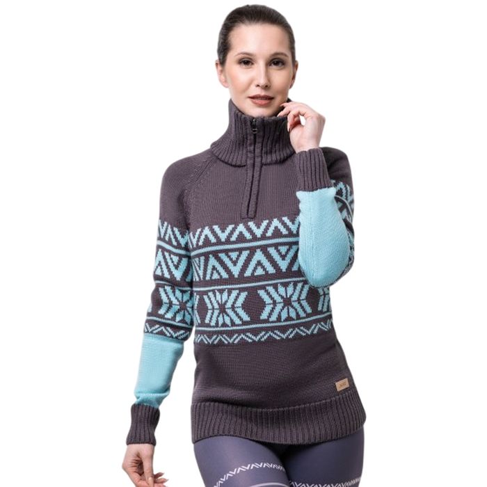 Свитер женский KV+ Cortina (бирюзовый/серый)