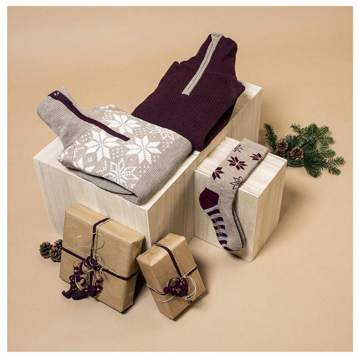 Носки лыжные ULVANG Maristua (бежевый/бордовый)