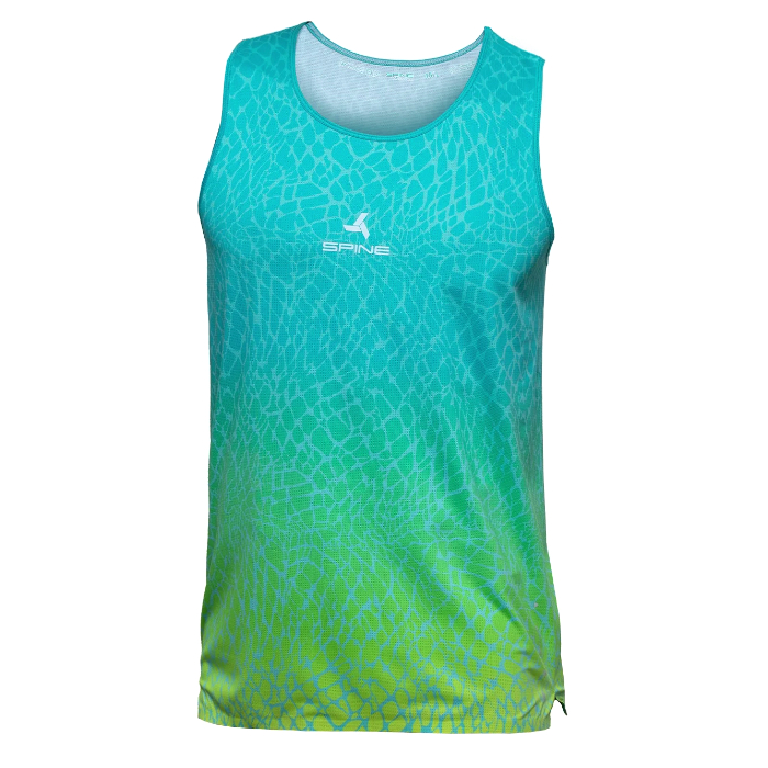 Майка для бега мужская SPINE Running (зеленый/голубой)