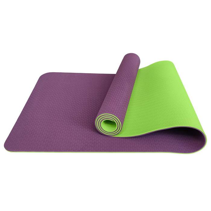 Коврик для йоги SPORTEX (ТПЕ 183х61х0,6 см) (фиолетовый/зеленый)