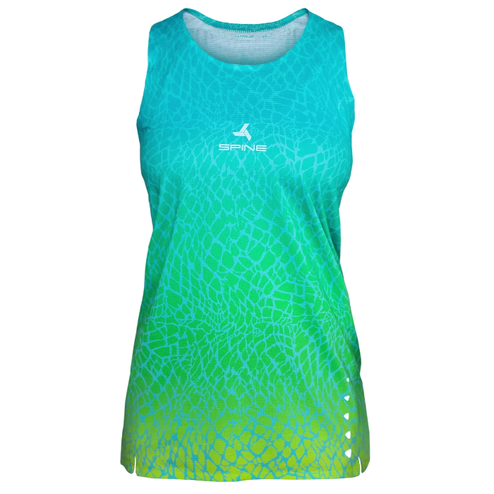 Майка для бега женская SPINE Running (зеленый/голубой)