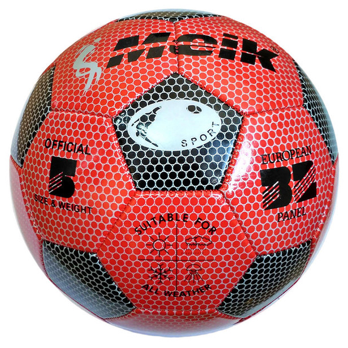 Мяч футбольный MEIK (3-слоя, PVC 1.6, 300 гр., машинная сшивка) (красный)