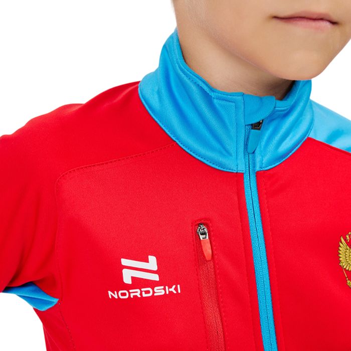 Куртка разминочная Jr. NORDSKI Premium (белый/синий/красный)