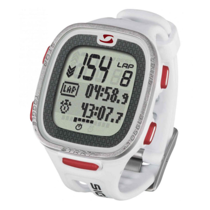 Часы спортивные SIGMA PC-26.14 (15 функций, пульсометр, таймер, код.датчик) (22611) (белый)