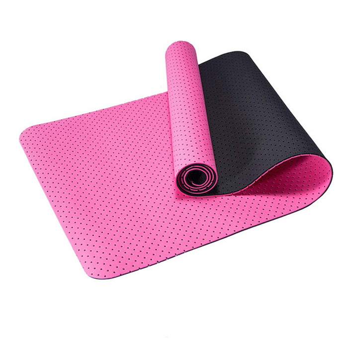 Коврик для йоги SPORTEX 2-х слойный (ТПЕ 183х61х0,6 см) (розовый/черный)