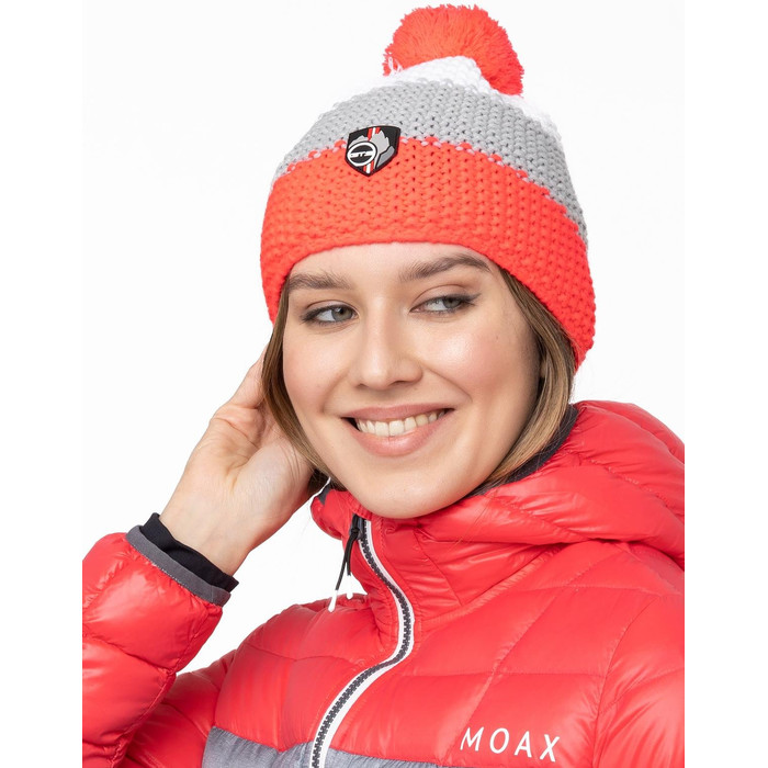 Шапка вязаная GTS Corn Knit 3 полоски (розовый/серый)