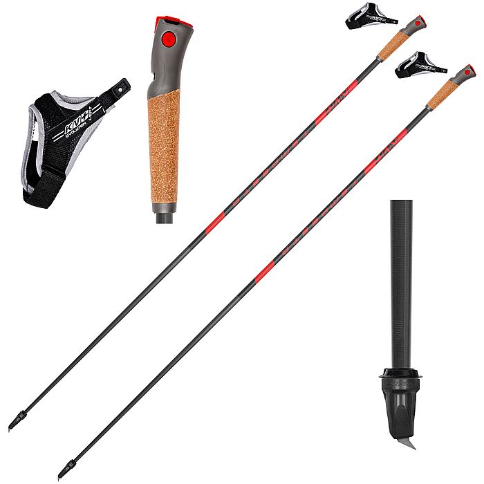 Лыжероллерные палки KV+ (23P006QR) Tempesta QR (Карбон 90%+Стекло 10%) (черный)