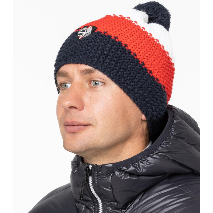 Шапка вязаная GTS Corn Knit 3 полоски (черный/красный)