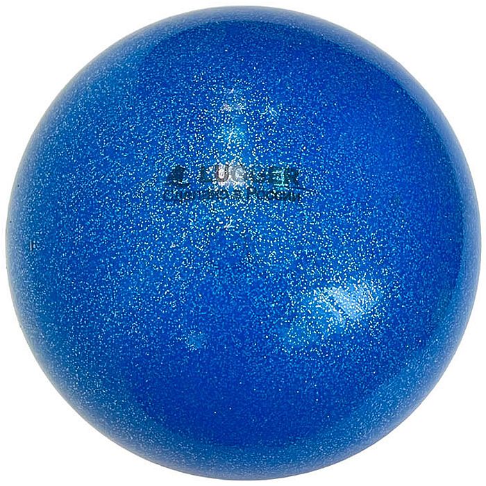 Мяч для художественной гимнастики LUGGER d=19 см, однотонный, с блестками (синий)