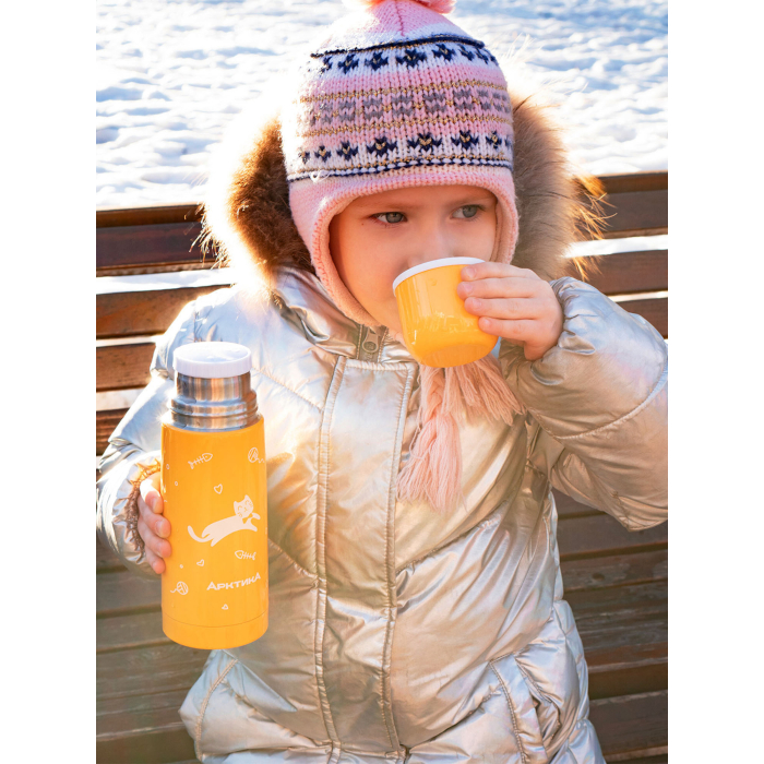 Термос Арктика с узким горлом и глухой пробкой, 0,35 л (желтый)