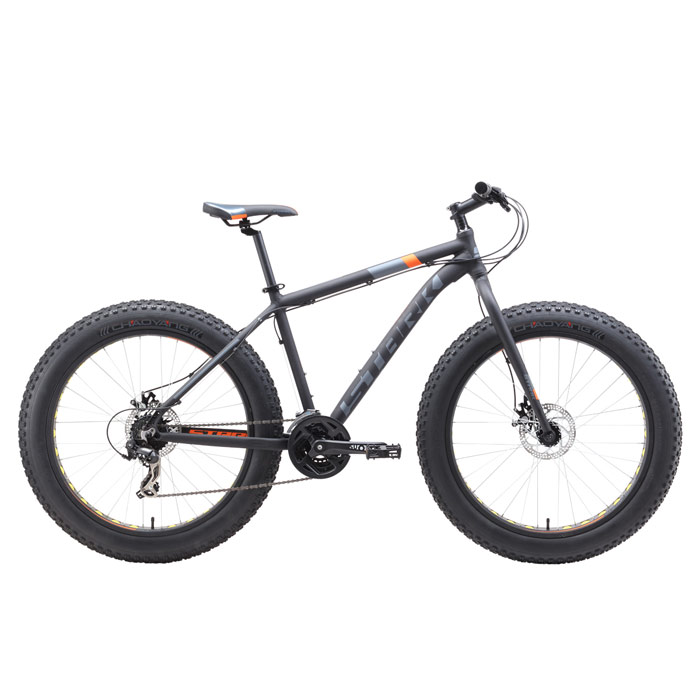 Велосипед STARK Fat 26.2 D (черный/голубой/оранжевый) (2019)