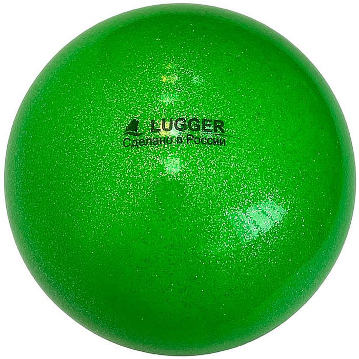 Мяч для художественной гимнастики LUGGER d=19 см, однотонный, с блестками (зеленый)