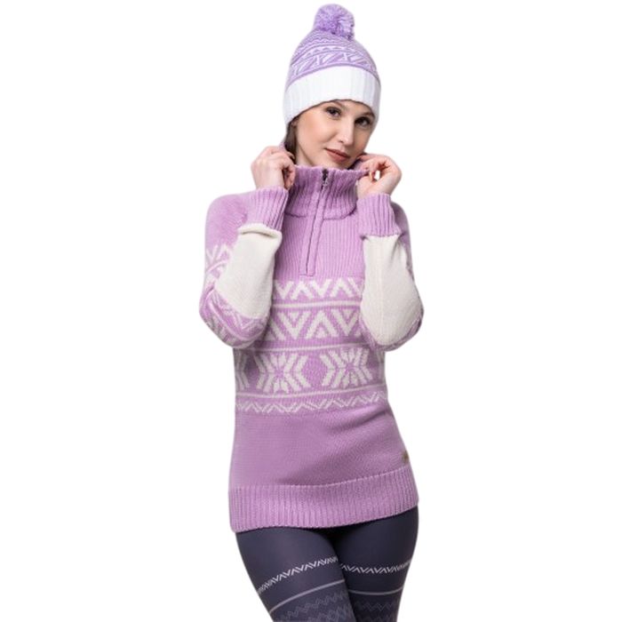 Свитер женский KV+ Cortina (белый/сиреневый)