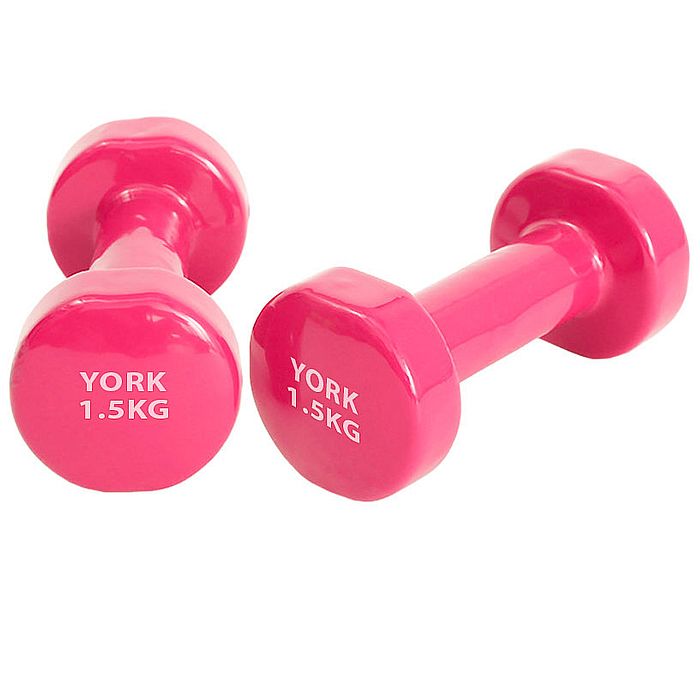 Гантель SPORTEX виниловая "York" 1.5 кг (розовый)