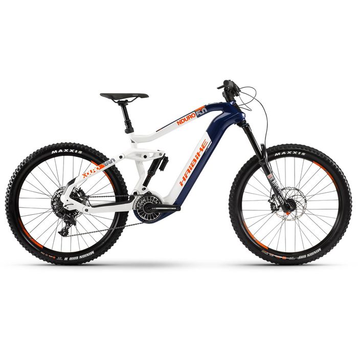 Электровелосипед HAIBIKE Xduro Nduro 5.0 (белый/т.синий/оранжевый) (2020)