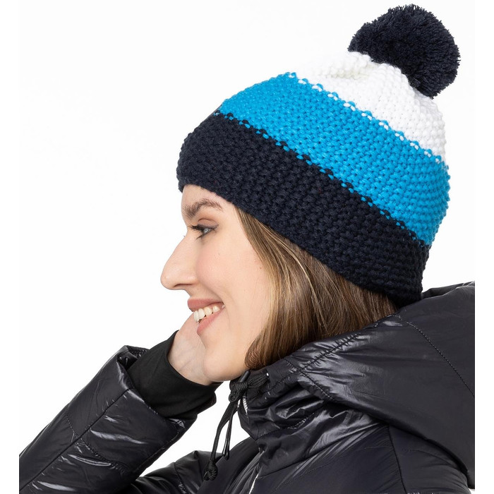 Шапка вязаная GTS Corn Knit 3 полоски (черный/синий)