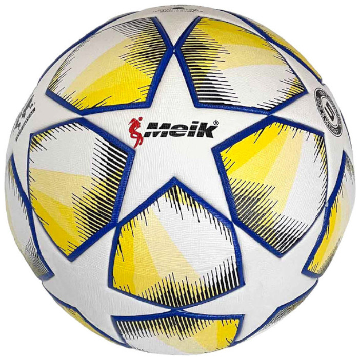 Мяч футбольный MEIK (4-слоя, ТPU 3.0, 430 гр., термосшивка) (белый/желтый)