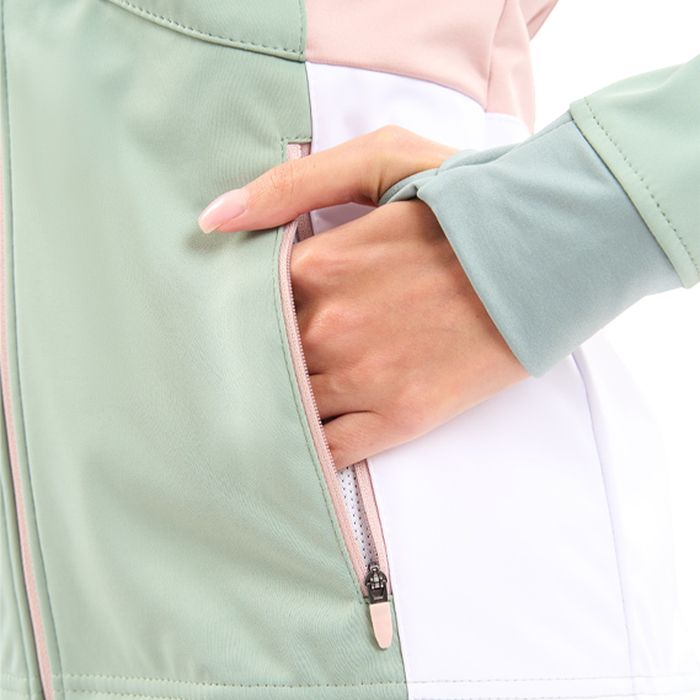 Куртка разминочная женская NORDSKI Pro (зеленый/розовый)