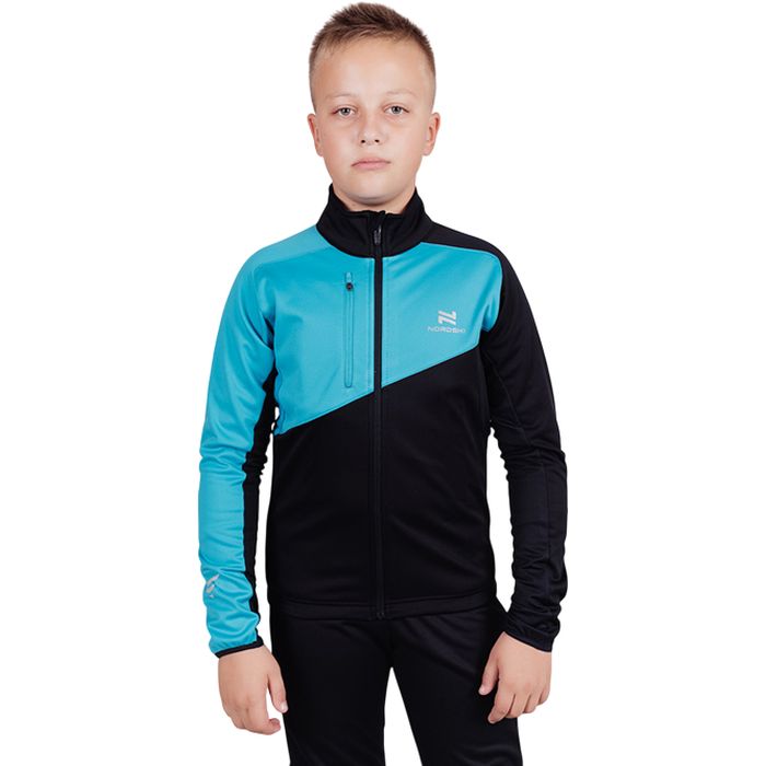 Куртка разминочная Jr. NORDSKI Premium (черный/голубой)