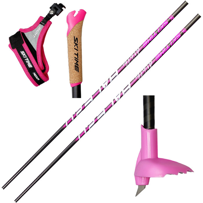 Лыжные палки SKI TIME Race 2.0 HMC (Карбон 100%) (черный/розовый)
