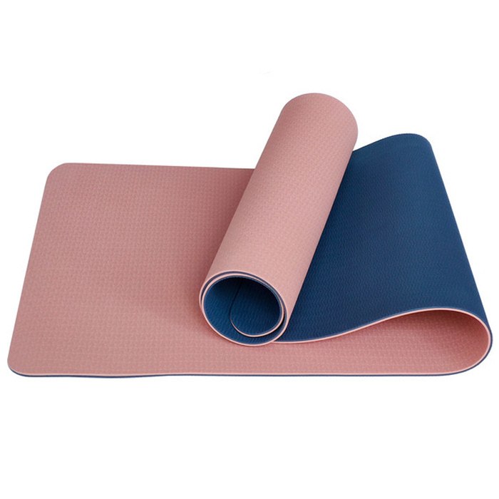 Коврик для йоги SPORTEX (ТПЕ 183х61х0,6 см) (розовый/синий)