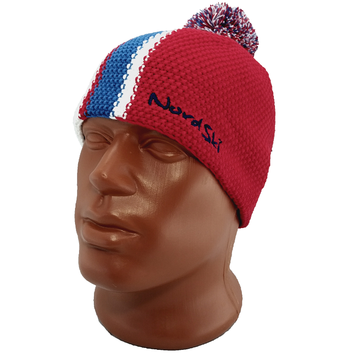 Шапка вязаная NORDSKI Knit (голубой/красный)