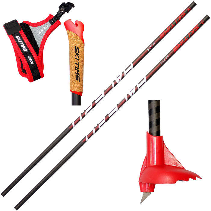 Лыжные палки SKI TIME Race 2.0 HMC (Карбон 100%) (черный/красный)